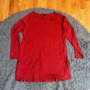 Eileen Fisher Deep Red 100% Merino Wool Tunic Sweater Size S